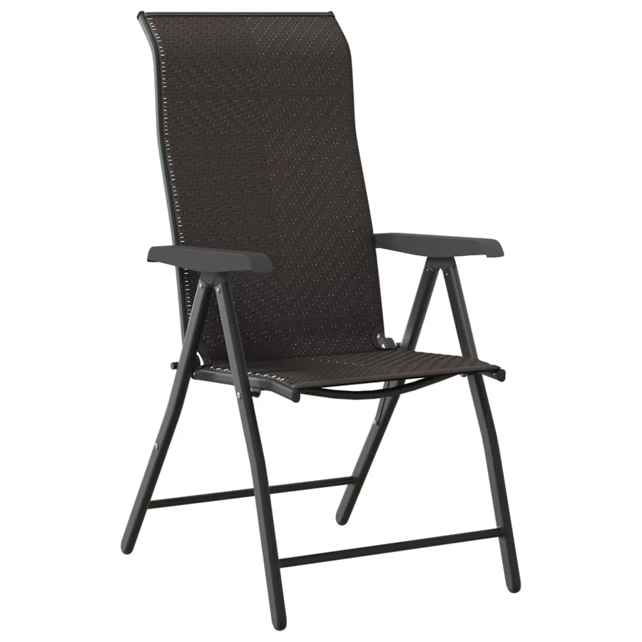 Chaises pliables jardin lot de 2 couleur café noir poly rotin - 4