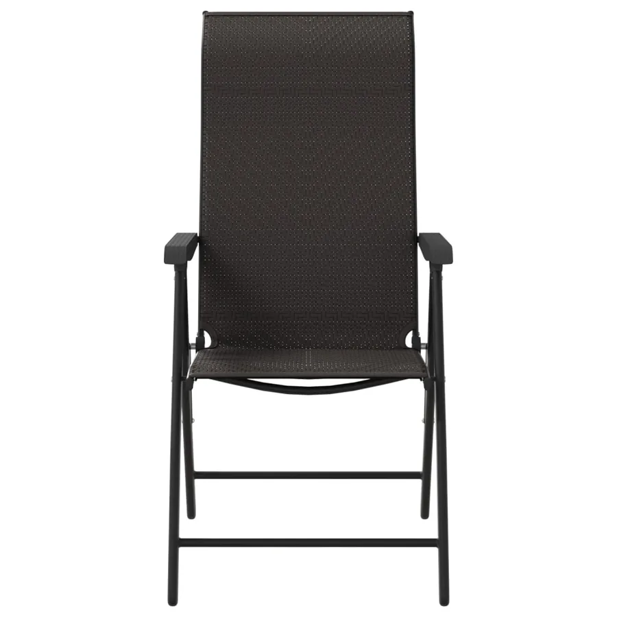 Chaises pliables jardin lot de 2 couleur café noir poly rotin - 5