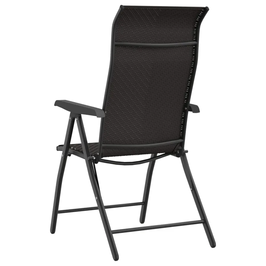 Chaises pliables jardin lot de 2 couleur café noir poly rotin - 7