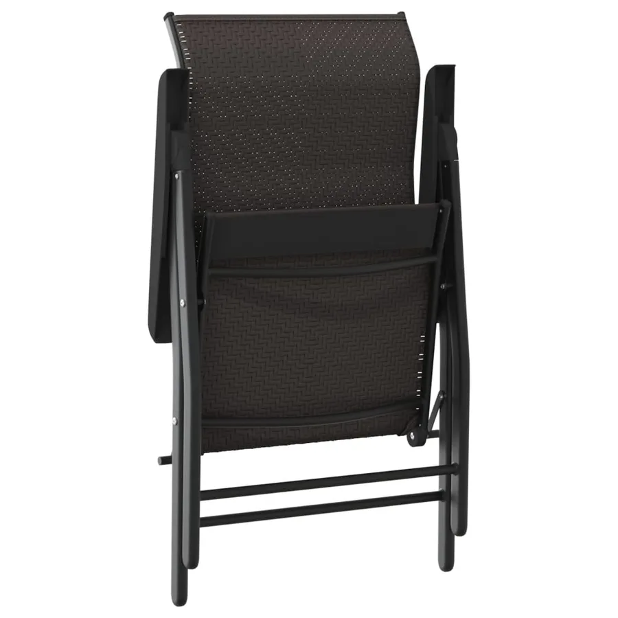 Chaises pliables jardin lot de 2 couleur café noir poly rotin - 9
