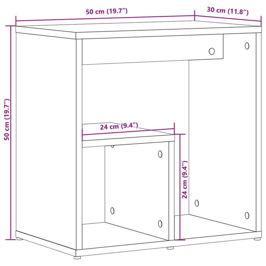 Tables d'appoint 2 pcs noir 50x30x50 cm bois d’ingénierie - 11
