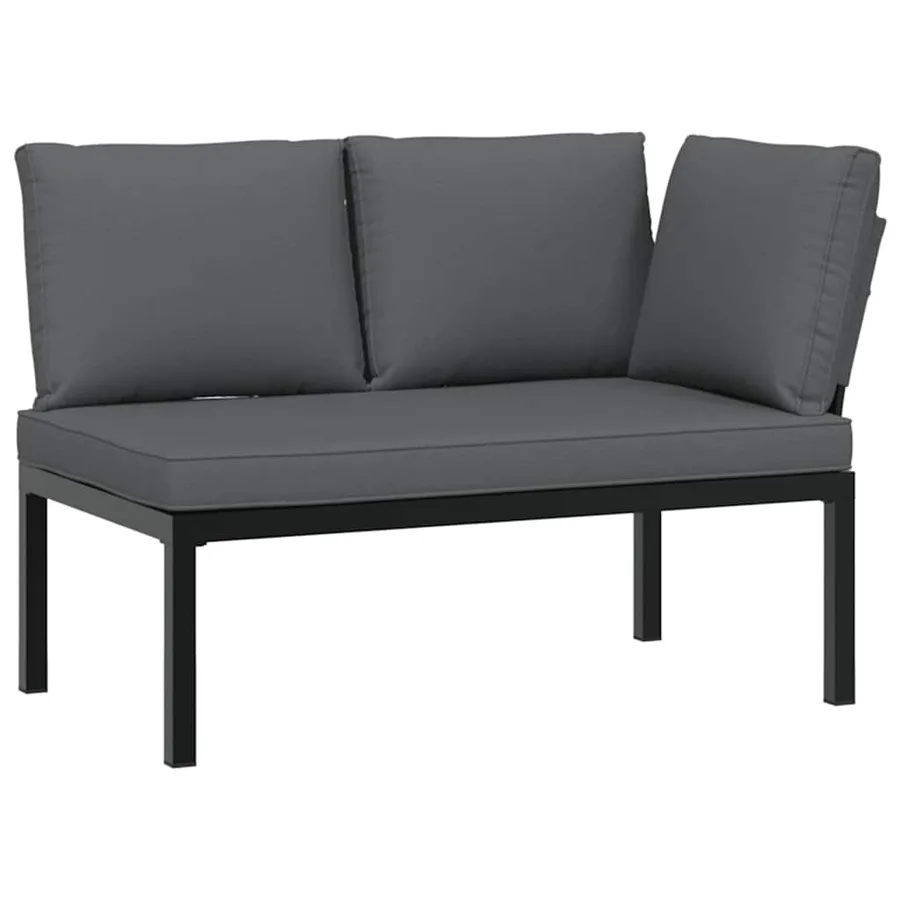 Salon de jardin 6 pcs avec coussins noir aluminium - 3