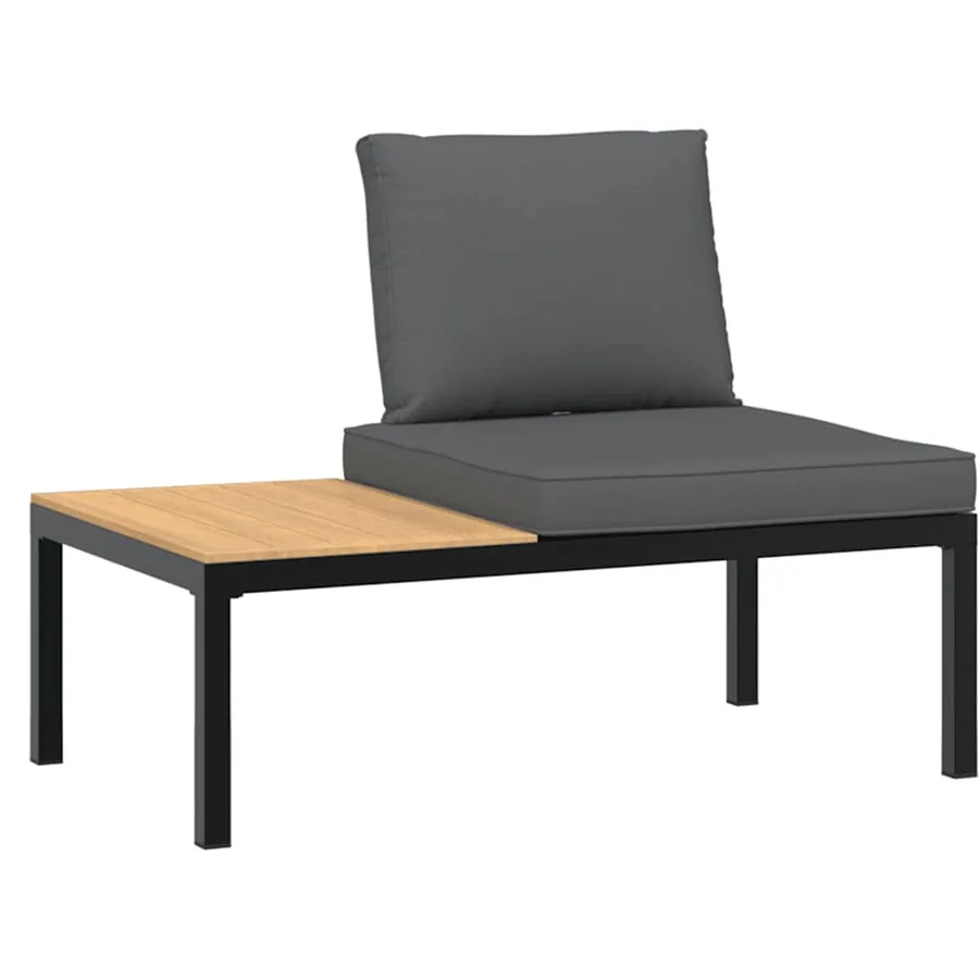 Salon de jardin 6 pcs avec coussins noir aluminium - 4