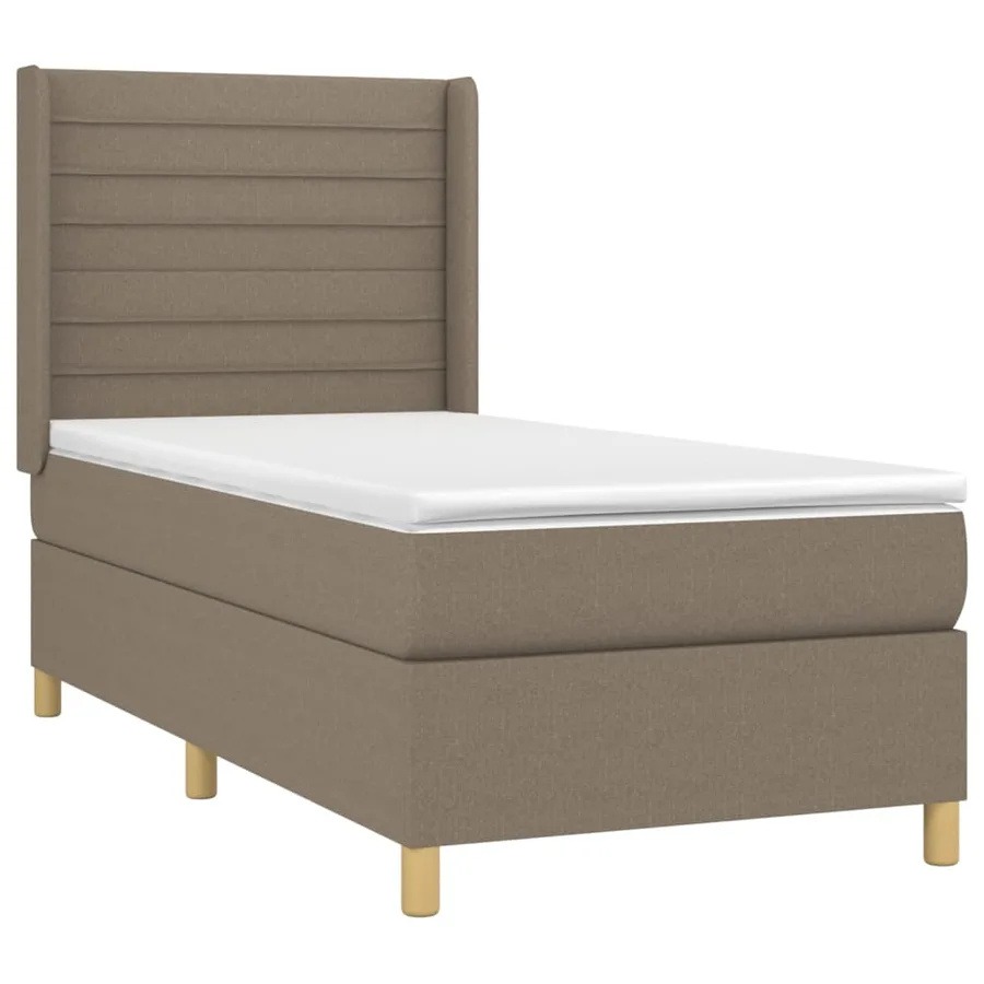 Sommier à lattes de lit matelas et LED Taupe 90x190 cm Tissu - 4