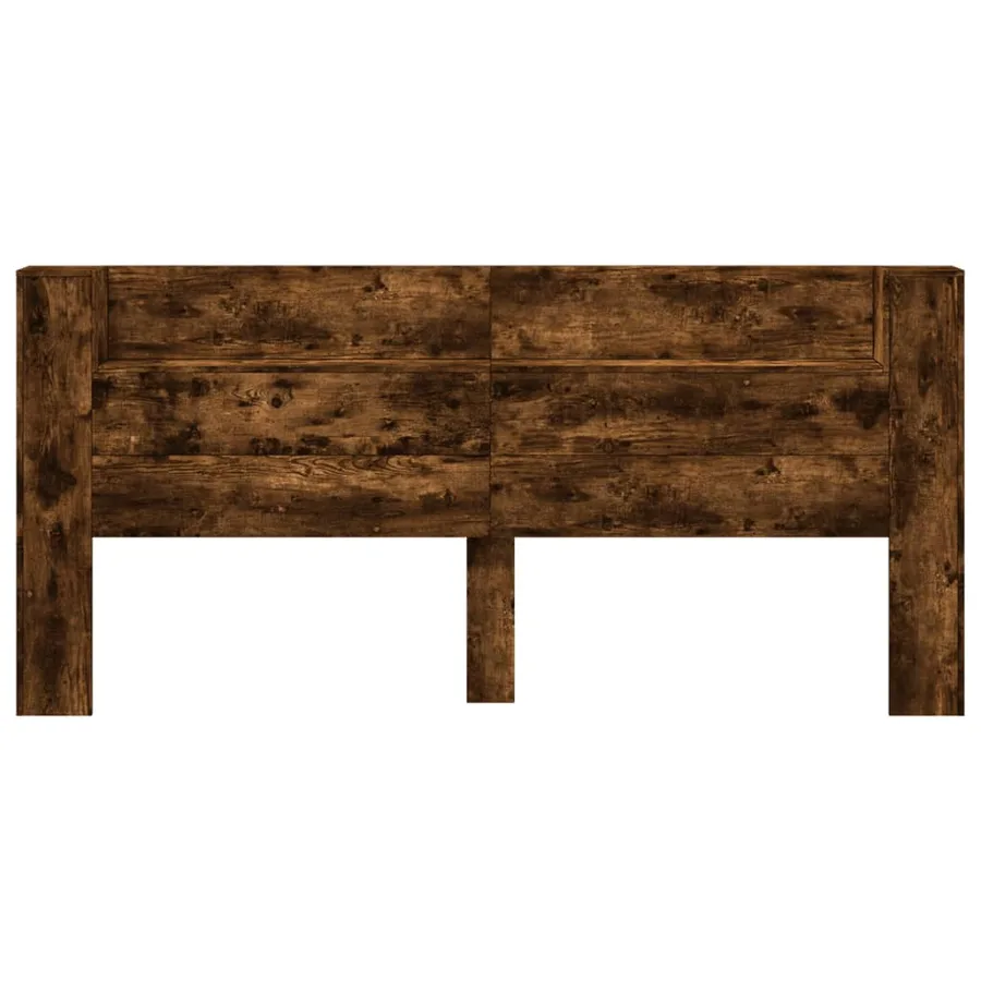 Armoire tête de lit avec LED chêne fumé 220x16,5x103,5 cm - 5