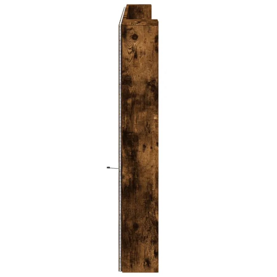Armoire tête de lit avec LED chêne fumé 220x16,5x103,5 cm - 7