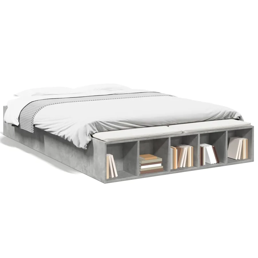 Cadre de lit sans matelas gris béton 160x200 cm - 2