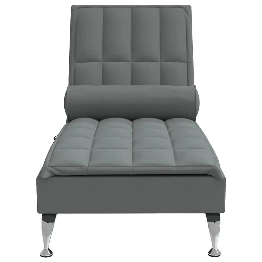 Chaise longue de massage avec traversin gris foncé tissu - 4