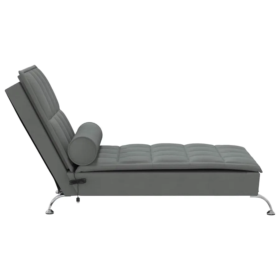 Chaise longue de massage avec traversin gris foncé tissu - 5