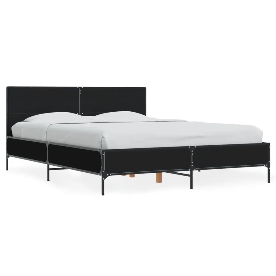 Cadre de lit sans matelas noir 120x200 cm - 2