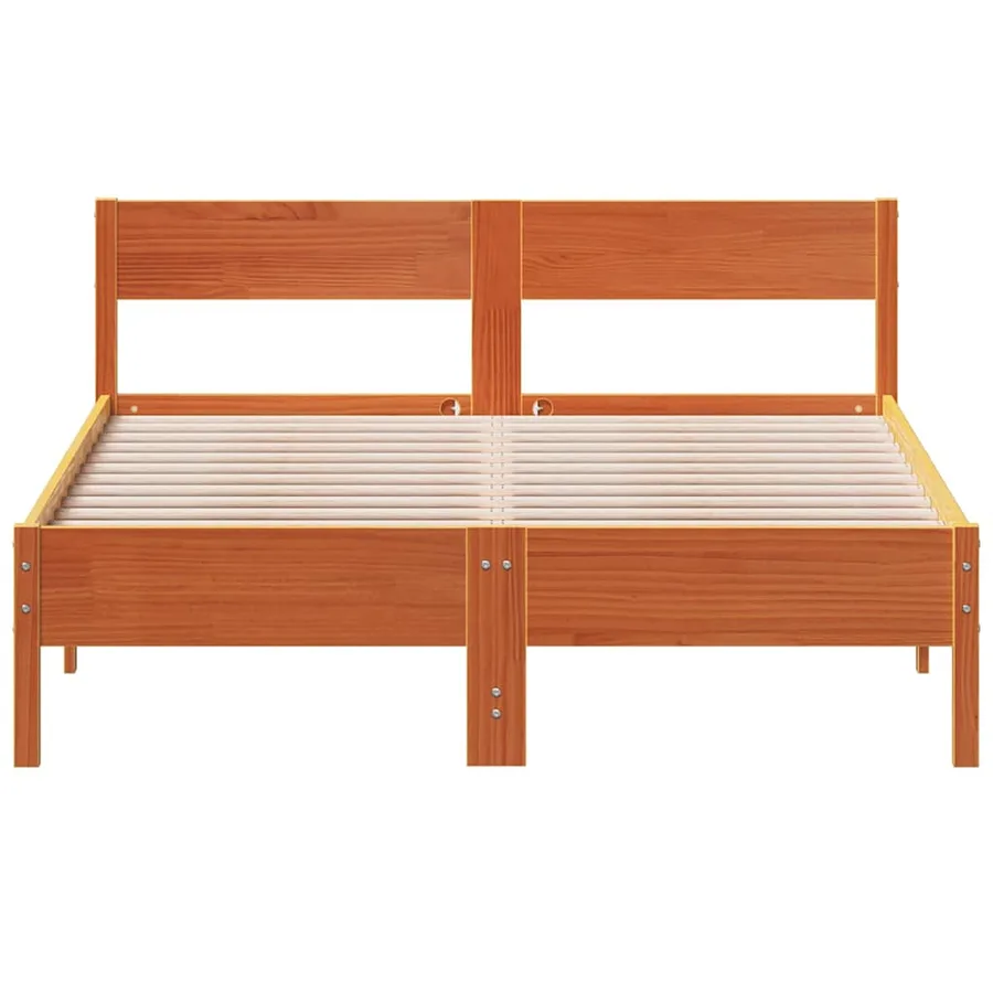 Cadre de lit sans matelas cire marron 120x200cm bois pin massif - 4