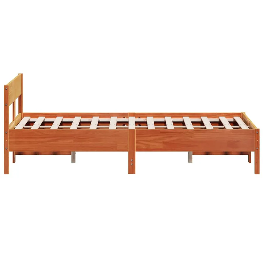 Cadre de lit sans matelas cire marron 120x200cm bois pin massif - 5