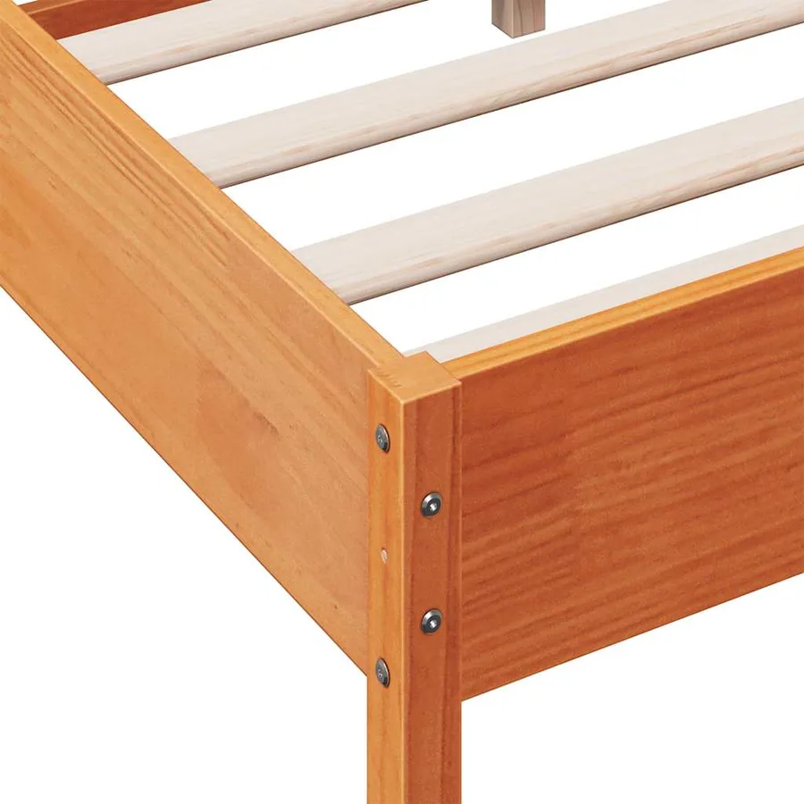Cadre de lit sans matelas cire marron 120x200cm bois pin massif - 7