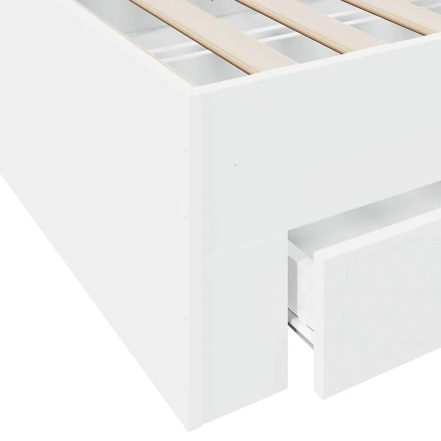Cadre de lit avec tiroirs sans matelas blanc 150x200 cm - 8