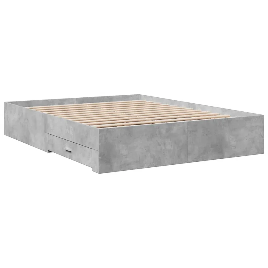 Cadre de lit avec tiroirs sans matelas gris béton 150x200 cm - 6