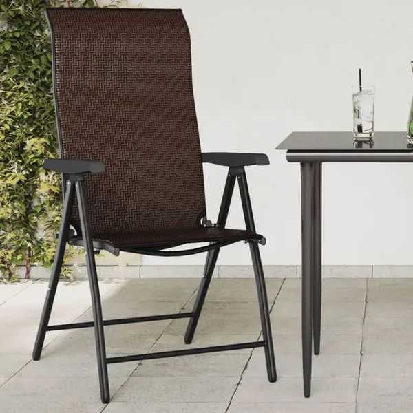 Chaises pliables de jardin lot de 4 marron résine tressée