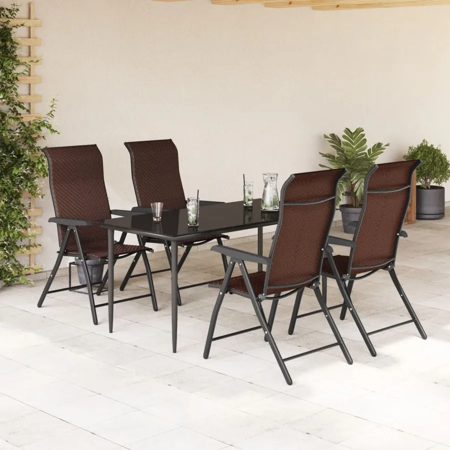 Chaises pliables de jardin lot de 4 marron résine tressée - 3