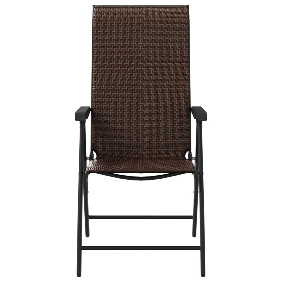 Chaises pliables de jardin lot de 4 marron résine tressée - 5