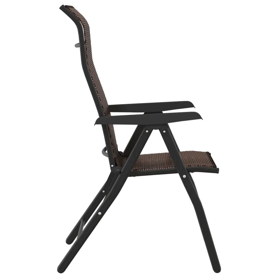 Chaises pliables de jardin lot de 4 marron résine tressée - 7