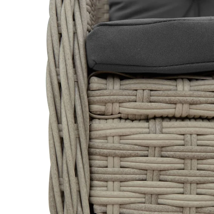 Ensemble à manger de jardin et coussins 7 pcs gris clair rotin - 6