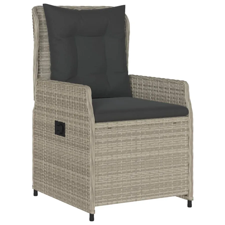 Ensemble à manger de jardin et coussins 5 pcs gris clair rotin - 3