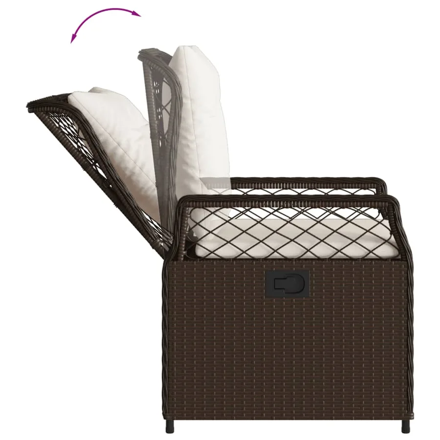 Ensemble à manger de jardin 5 pcs et coussins marron poly rotin - 5