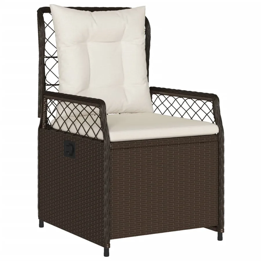 Ensemble à manger de jardin et coussins 7 pcs marron rotin - 3
