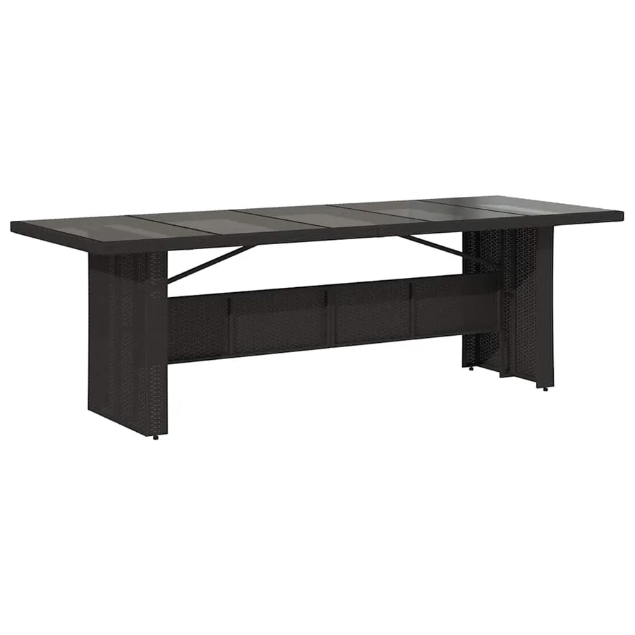 Table de jardin dessus en verre noir 240x90x75cm résine tressée - 2