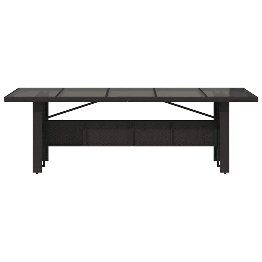 Table de jardin dessus en verre noir 240x90x75cm résine tressée - 4