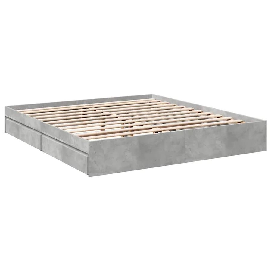 Cadre de lit avec tiroirs sans matelas gris béton 180x200 cm - 3