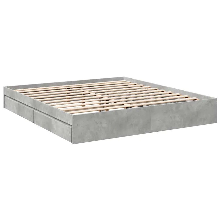 Cadre de lit avec tiroirs sans matelas gris béton 180x200 cm - 6
