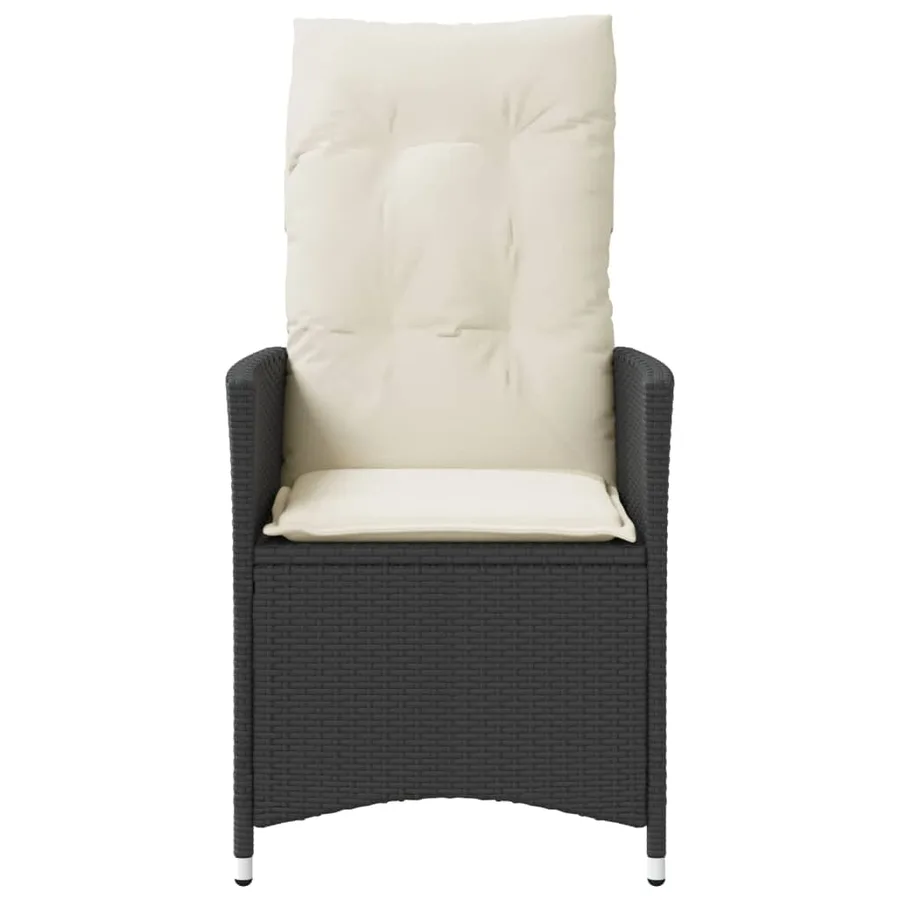 Chaises inclinables de jardin lot de 2 et coussins noir rotin - 4