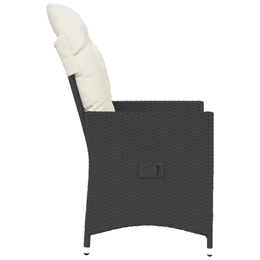 Chaises inclinables de jardin lot de 2 et coussins noir rotin - 5