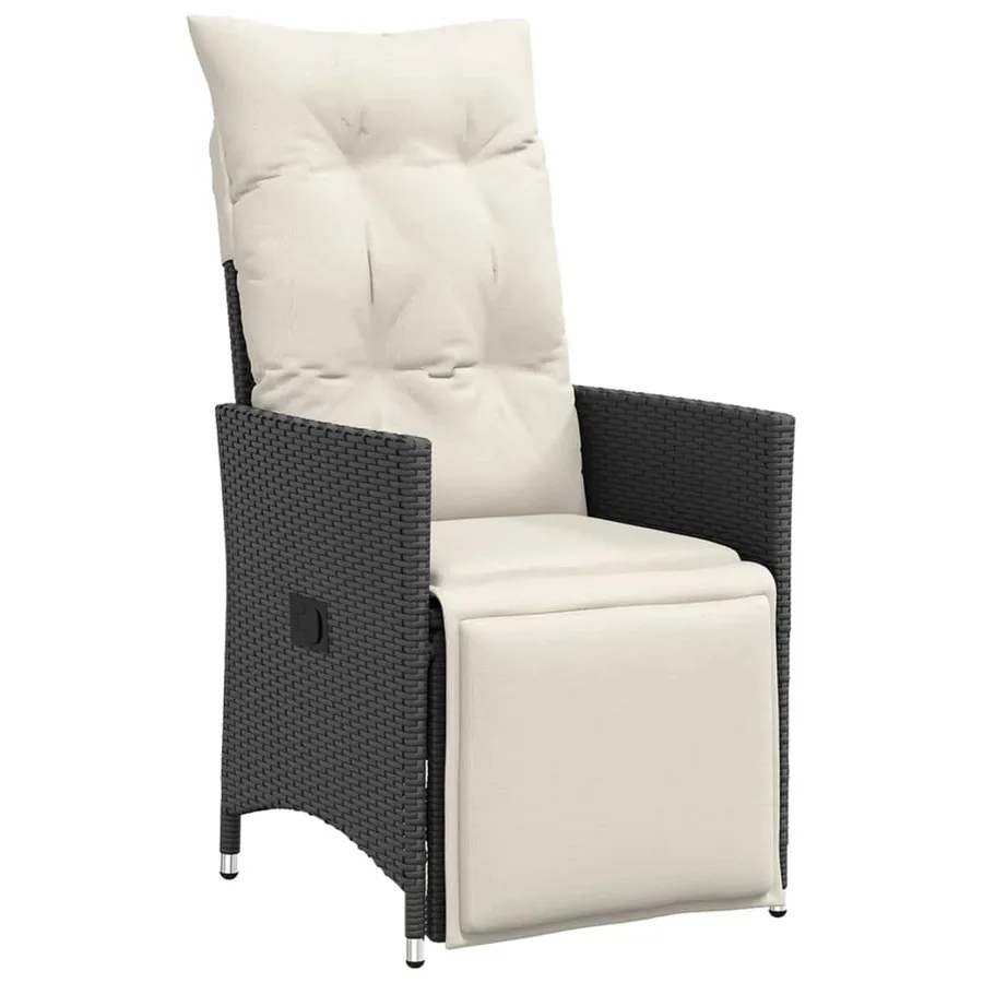 Ensemble à manger de jardin coussins 5pcs noir résine tressée - 4