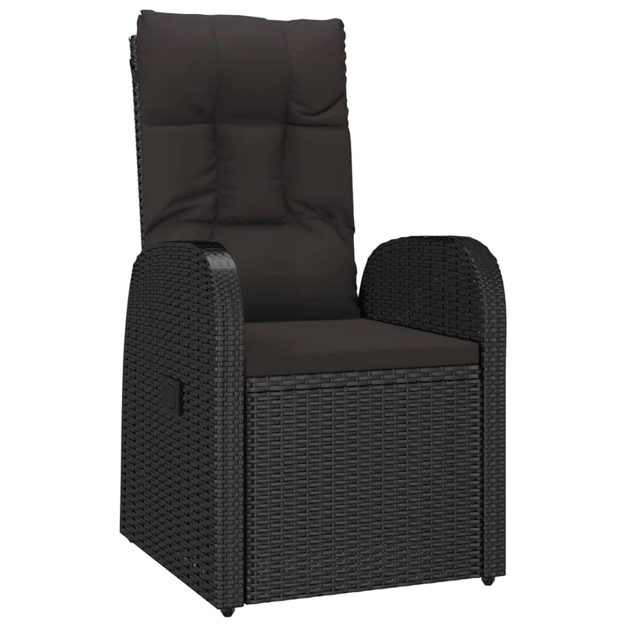 Ensemble à manger de jardin 9pcs coussins noir résine tressée - 3