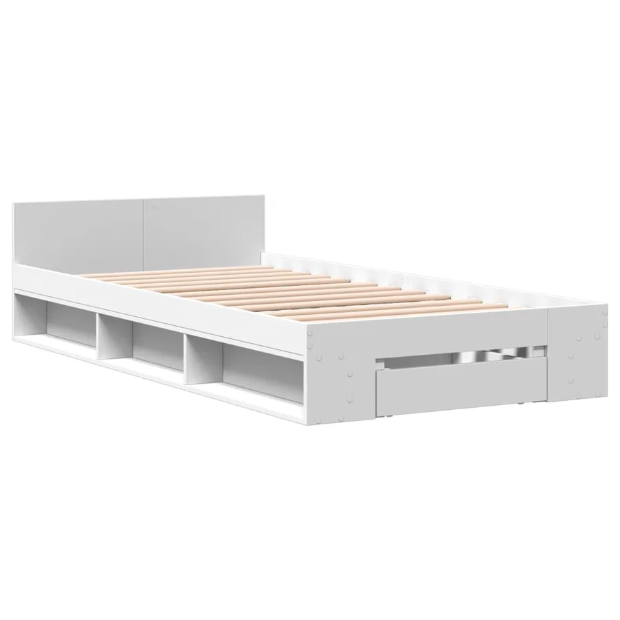 Cadre de lit avec tiroir sans matelas blanc 75x190 cm - 3