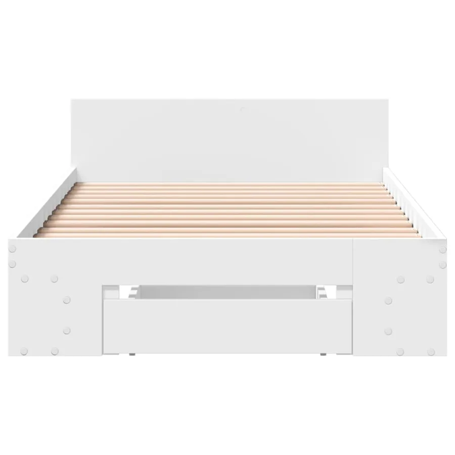 Cadre de lit avec tiroir sans matelas blanc 75x190 cm - 4