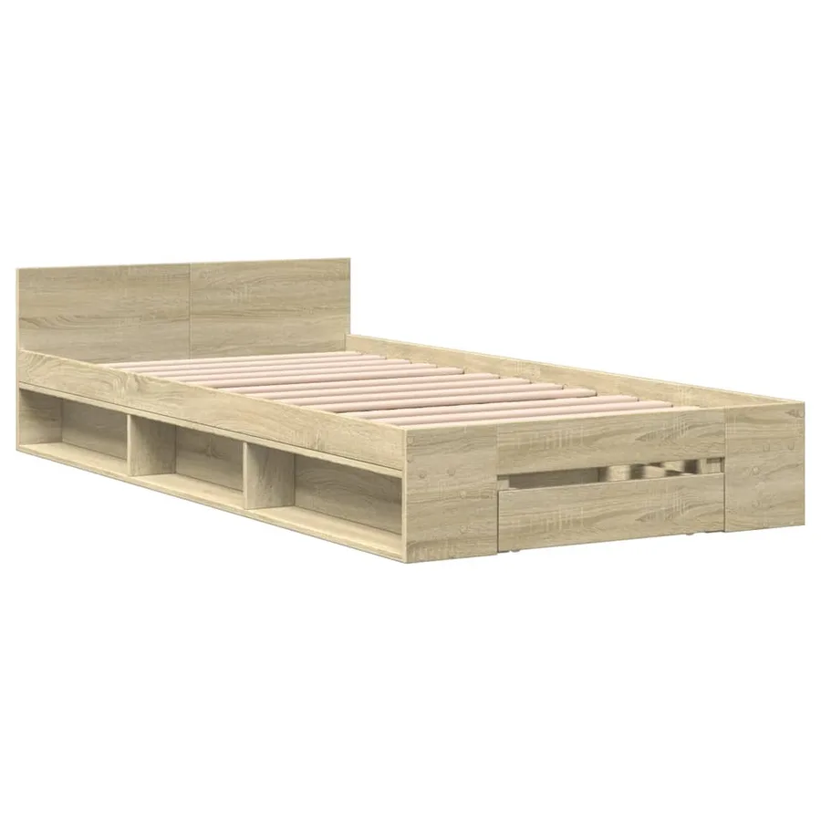Cadre de lit avec tiroir sans matelas chêne sonoma 75x190 cm - 3