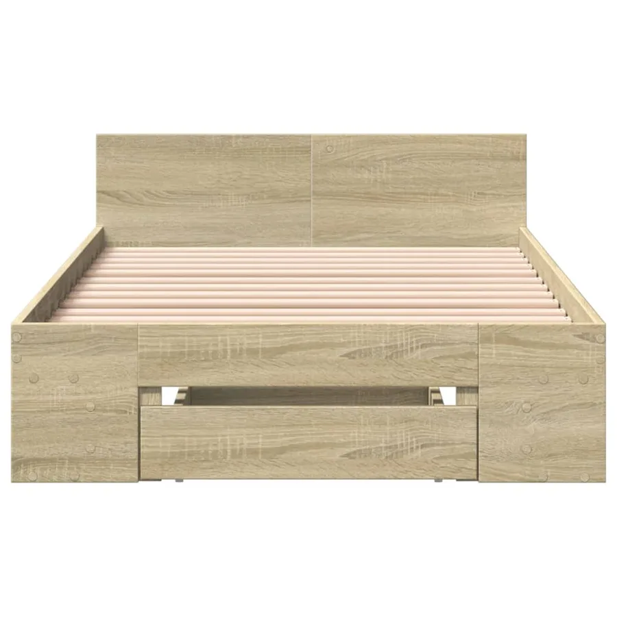 Cadre de lit avec tiroir sans matelas chêne sonoma 75x190 cm - 4