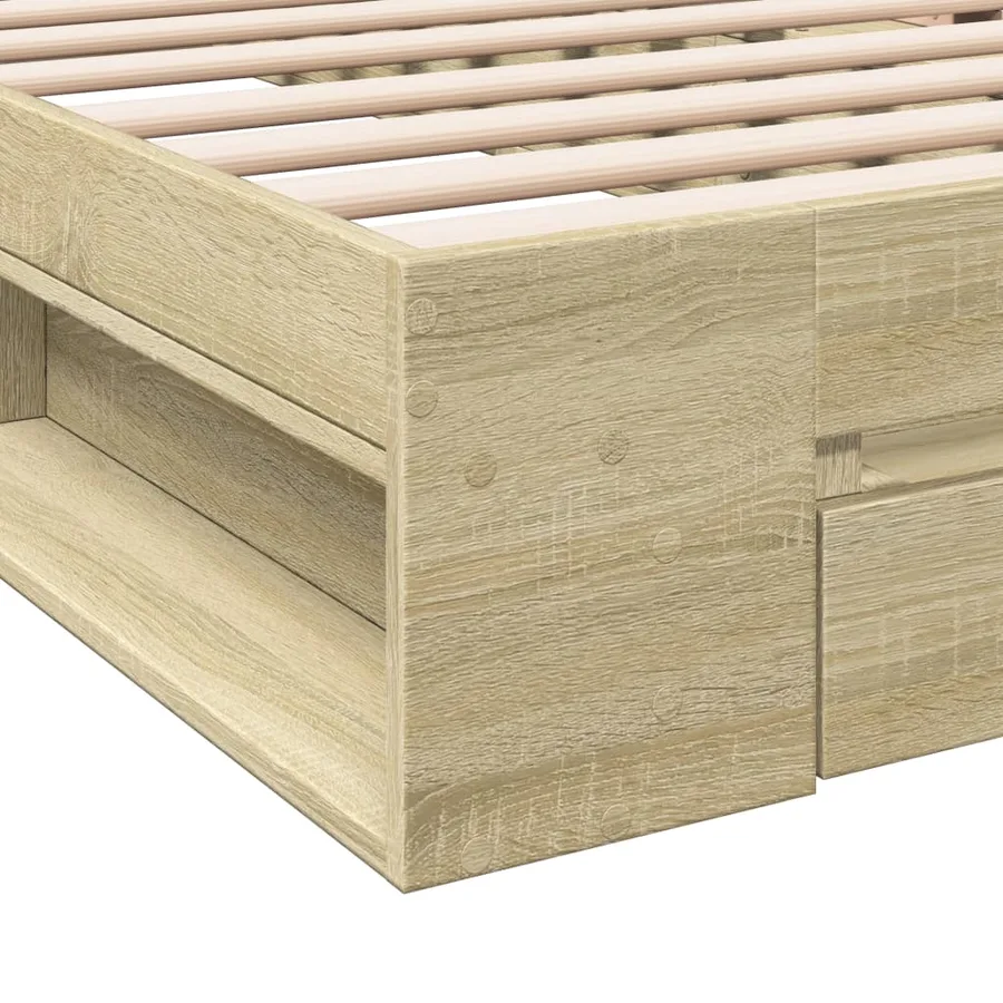 Cadre de lit avec tiroir sans matelas chêne sonoma 75x190 cm - 8