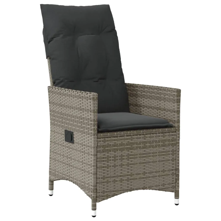 Chaises inclinables de jardin lot de 2 et coussins gris rotin - 3