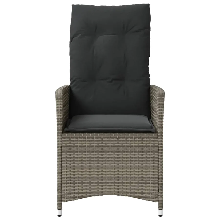 Chaises inclinables de jardin lot de 2 et coussins gris rotin - 4