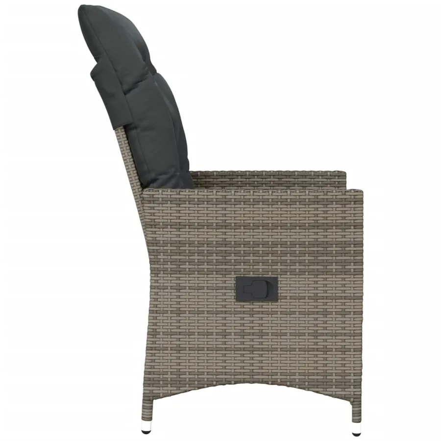 Chaises inclinables de jardin lot de 2 et coussins gris rotin - 5