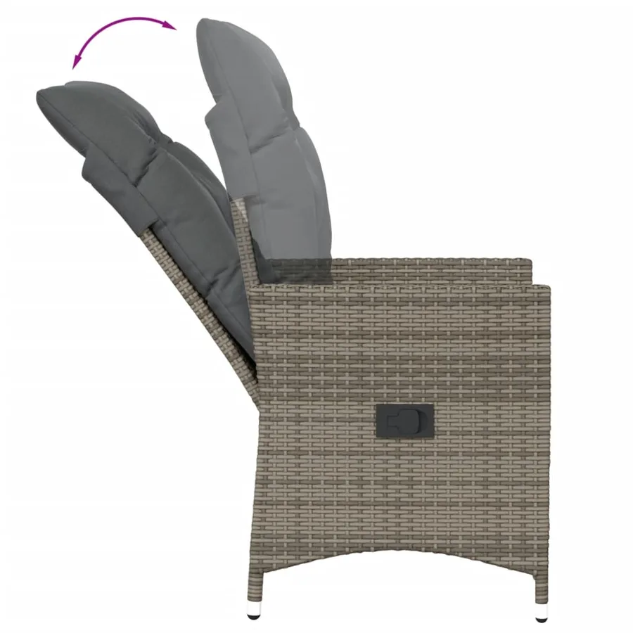 Chaises inclinables de jardin lot de 2 et coussins gris rotin - 6
