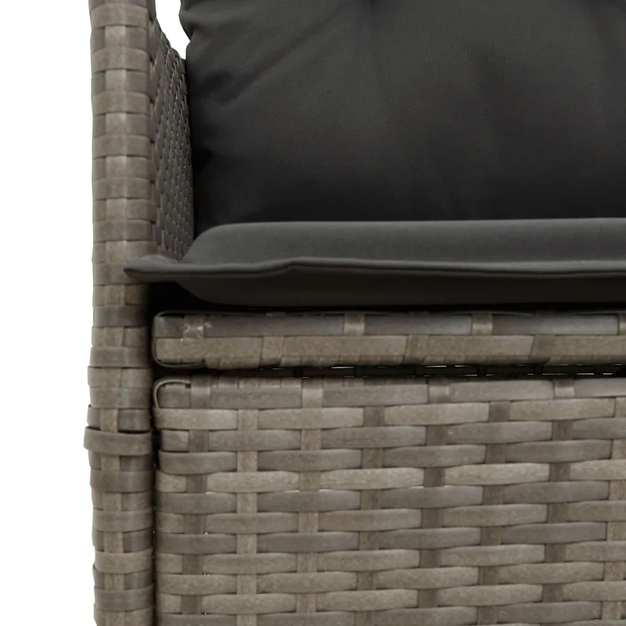 Chaises inclinables de jardin lot de 2 et coussins gris rotin - 7