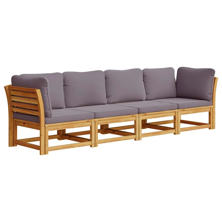 Salon de jardin 4 pcs avec coussins Bois d'acacia solide - 2