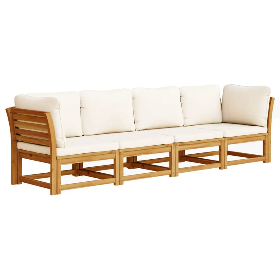 Salon de jardin 4 pcs avec coussins Bois d'acacia solide - 2