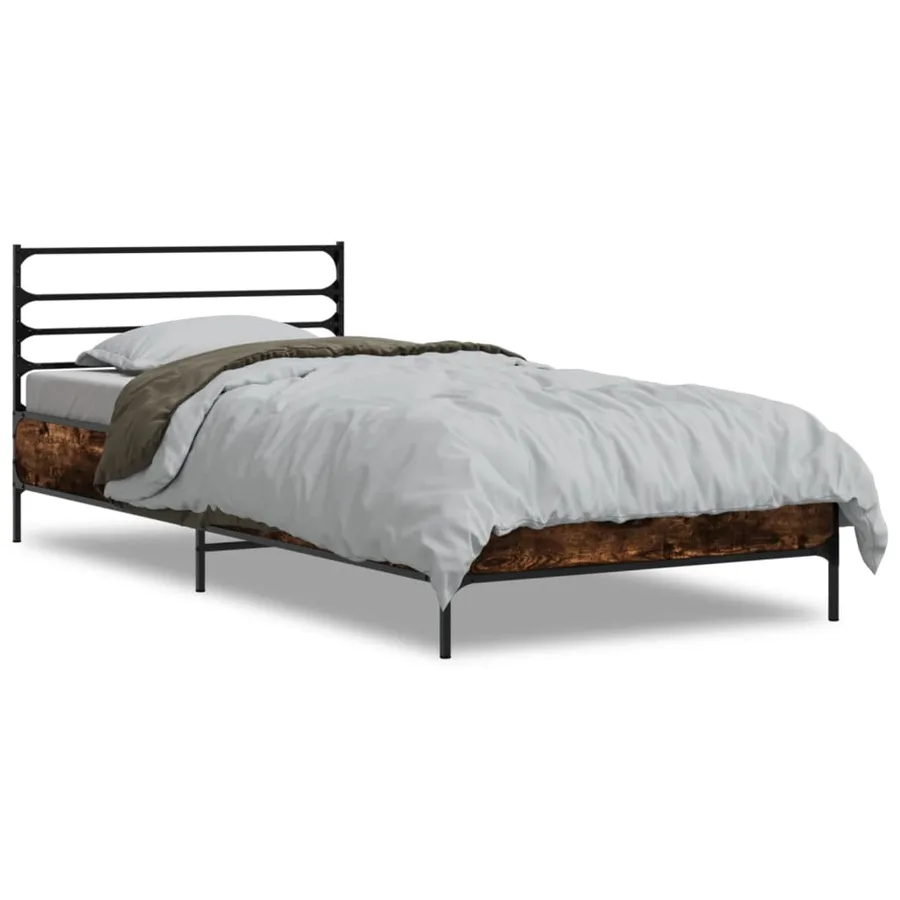 Cadre de lit sans matelas chêne fumé 90x200 cm - 2
