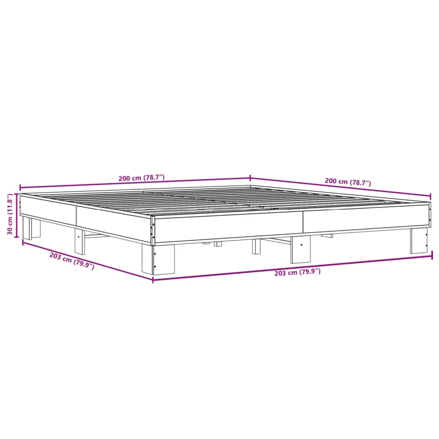 Cadre de lit sans matelas chêne sonoma 200x200 cm - 9