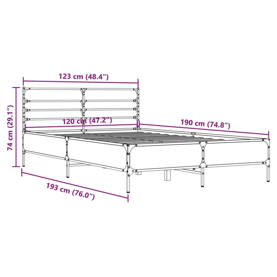 Cadre de lit sans matelas chêne marron 120x190 cm - 9